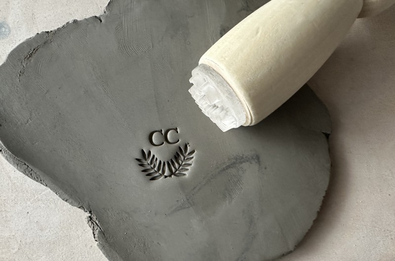 Tampon Personnalisé pour poterie - Initiales et branches